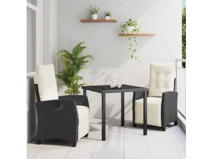 Zahradní jídelní souprava 3 pcs Černá polyratan 3380414