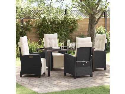 Zahradní jídelní souprava s polštářem 5 pcs Černá polyratan 3380417