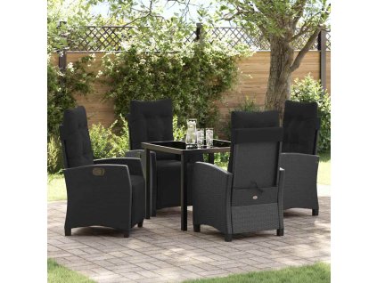 Zahradní jídelní souprava 5 pcs Černá polyratan 3380422