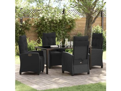Zahradní jídelní souprava s polštářem 5 pcs Černá polyratan 3380424