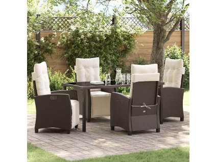 Zahradní jídelní souprava 5 pcs Hnědá polyratan 3380431