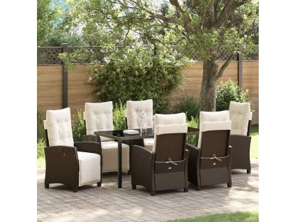 Zahradní jídelní souprava 7 pcs Hnědá polyratan 3380432
