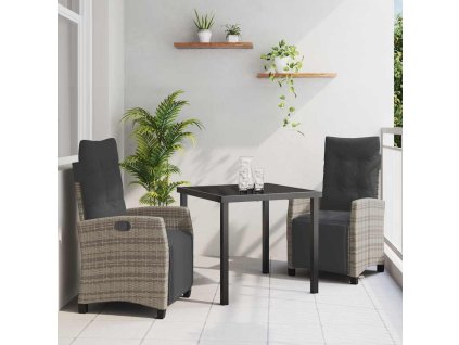 Zahradní jídelní souprava 3 pcs Šedá polyratan 3380435