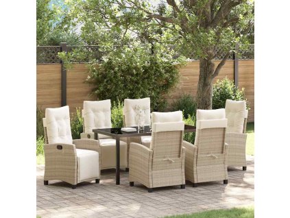 Zahradní jídelní souprava 7 pcs Béžová polyratan 3380446