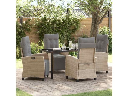 Zahradní jídelní souprava s polštářem 5 pcs Béžová polyratan 3380451