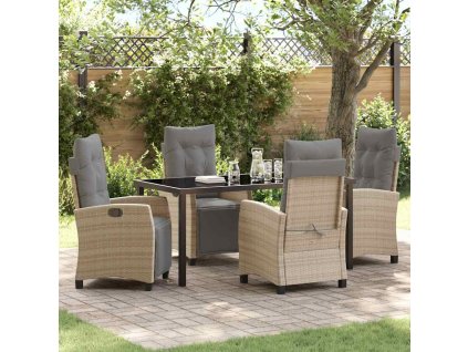 Zahradní jídelní souprava 5 pcs Béžová polyratan 3380452