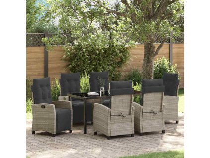 Zahradní jídelní souprava 7 pcs Světle šedá polyratan 3380460