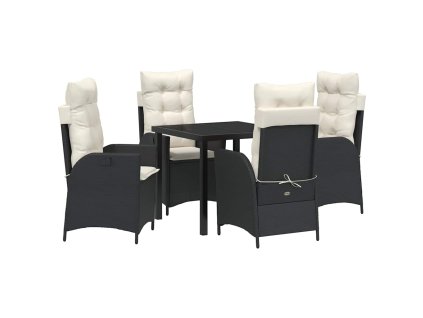 Zahradní jídelní souprava 5 pcs Černá polyratan 3380478