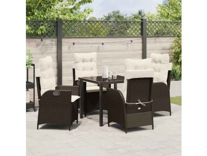 Zahradní jídelní souprava 5 pcs Hnědá polyratan 3380492