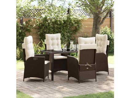 Zahradní jídelní souprava 5 pcs Hnědá polyratan 3380493