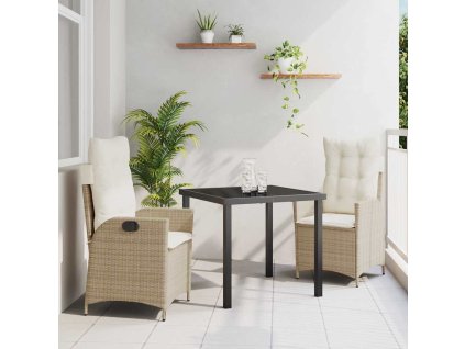 Zahradní jídelní souprava 3 pcs Béžová polyratan 3380505
