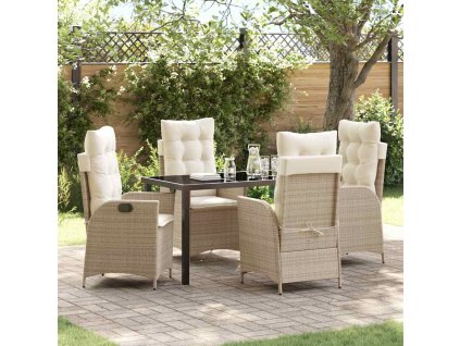 Zahradní jídelní souprava s polštářem 5 pcs Béžová polyratan 3380507