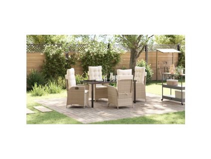Zahradní jídelní souprava 5 pcs Béžová polyratan 3380508