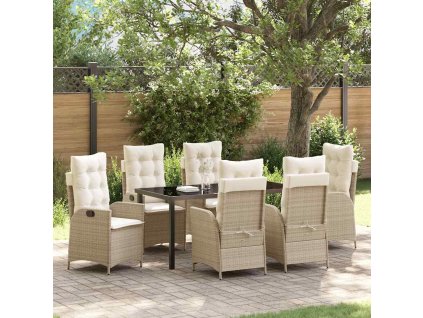 Zahradní jídelní souprava 7 pcs Béžová polyratan 3380509