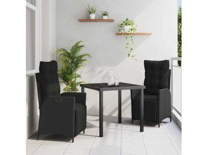 Zahradní jídelní souprava 3 pcs Černá Poly ratan 3380533