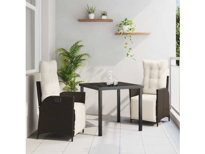 Zahradní jídelní souprava s polštářem 3 pcs Hnědá polyratan 3380540