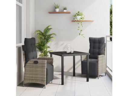 Zahradní jídelní souprava 3 pcs Šedá Poly ratan 3380547