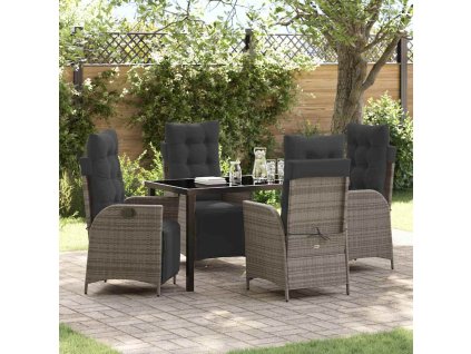 Zahradní jídelní souprava 5 pcs Šedá Poly ratan 3380549