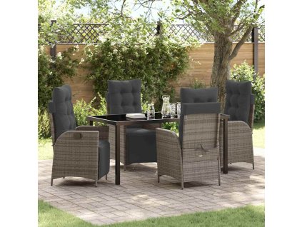 Zahradní jídelní souprava 5 pcs Šedá Poly ratan 3380550