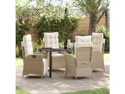 Zahradní jídelní souprava 5 pcs Béžová Poly ratan 3380556