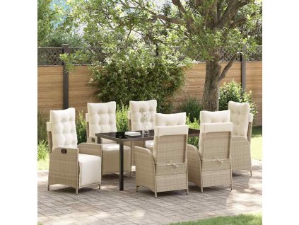 Zahradní jídelní souprava 7 pcs Béžová Poly ratan 3380558