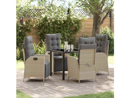 Zahradní jídelní souprava 5 pcs Béžová Poly ratan 3380562