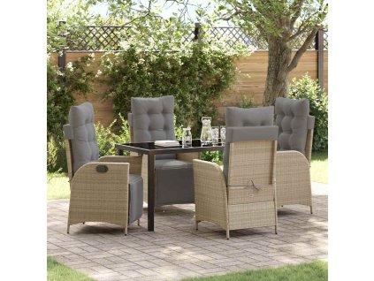 Zahradní jídelní souprava 5 pcs Béžová Poly ratan 3380563
