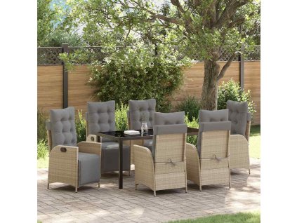 Zahradní jídelní souprava 7 pcs Béžová Poly ratan 3380565