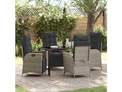 Zahradní jídelní souprava 5 pcs Světle šedá polyratan 3380570