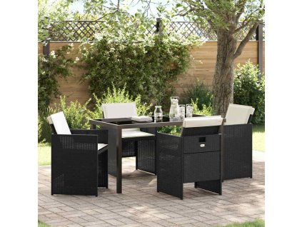 Zahradní jídelní souprava 5 pcs Černá polyratan 3380590