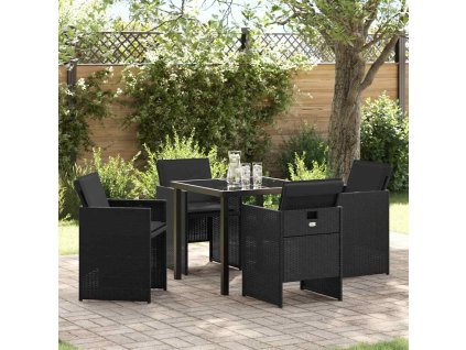 Zahradní jídelní souprava 5 pcs Černá polyratan 3380593