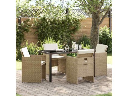 Zahradní jídelní souprava 5 pcs Béžová polyratan 3380606