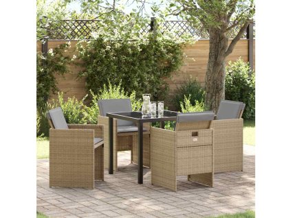 Zahradní jídelní souprava 5 pcs Béžová polyratan 3380613