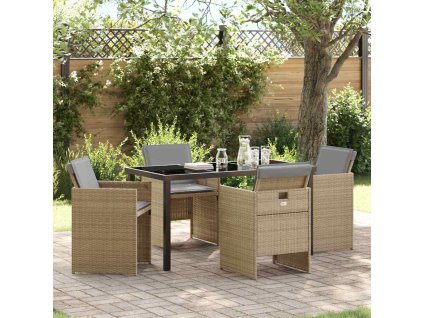 Zahradní jídelní souprava 5 pcs Béžová polyratan 3380614