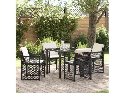 Zahradní jídelní souprava 5 pcs Černá polyratan 3380617
