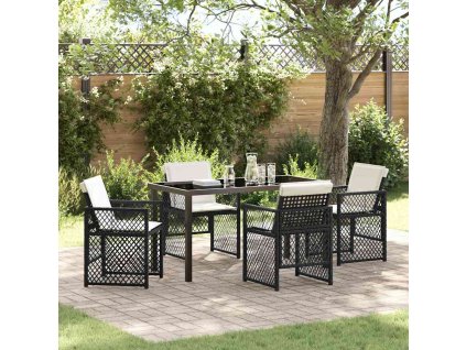 Zahradní jídelní souprava 5 pcs Černá polyratan 3380618