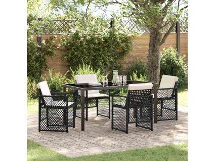 Zahradní jídelní souprava 5 pcs Černá polyratan 3380619