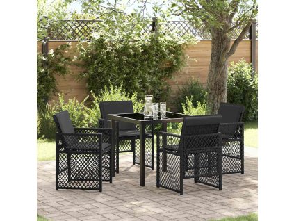 Zahradní jídelní souprava 5 pcs Černá polyratan 3380621