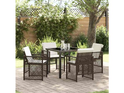 Zahradní jídelní souprava 5 pcs Hnědá polyratan 3380629