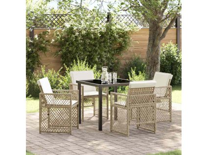 Zahradní jídelní souprava 5 pcs Béžová polyratan 3380633