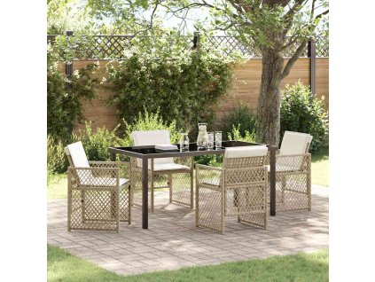 Zahradní jídelní souprava 5 pcs Béžová polyratan 3380635