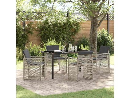 Zahradní jídelní souprava 5 pcs Světle šedá polyratan 3380638