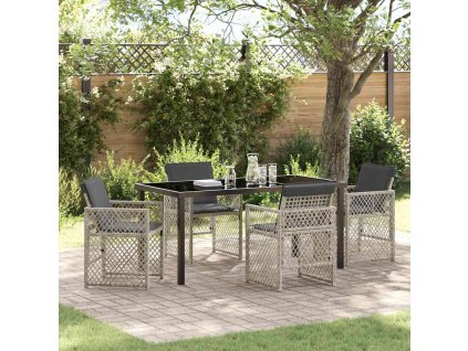Zahradní jídelní souprava 5 pcs Světle šedá polyratan 3380639