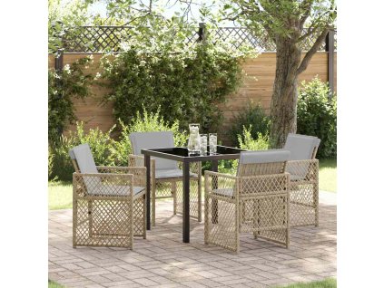 Zahradní jídelní souprava 5 pcs Béžová polyratan 3380641