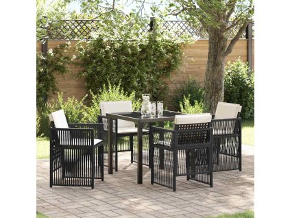 Zahradní jídelní souprava 5 pcs Černá Poly ratan 3380645