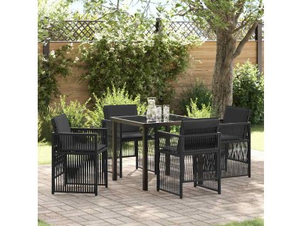 Zahradní jídelní souprava 5 pcs Černá Poly ratan 3380649