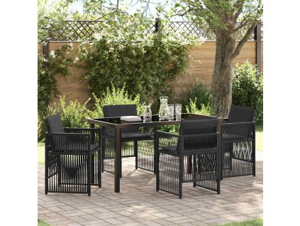 Zahradní jídelní souprava 5 pcs Černá Poly ratan 3380650