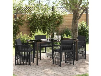 Zahradní jídelní souprava 5 pcs Černá Poly ratan 3380651