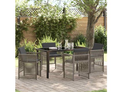 Zahradní jídelní souprava 5 pcs Šedá Poly ratan 3380654