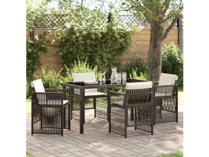 Zahradní jídelní souprava 5 pcs Hnědá Poly ratan 3380658